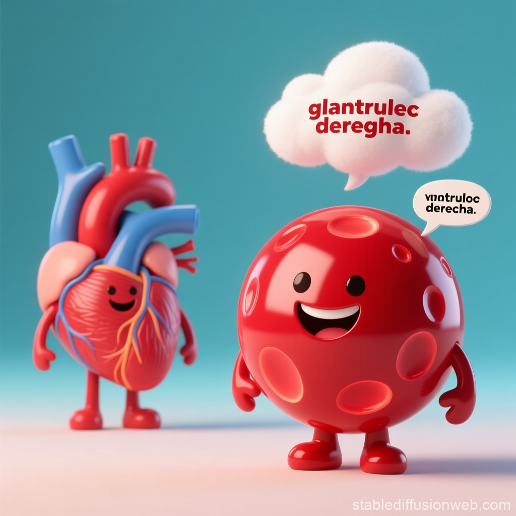 Cheerful Red Blood Cell and Heart Characters Talking