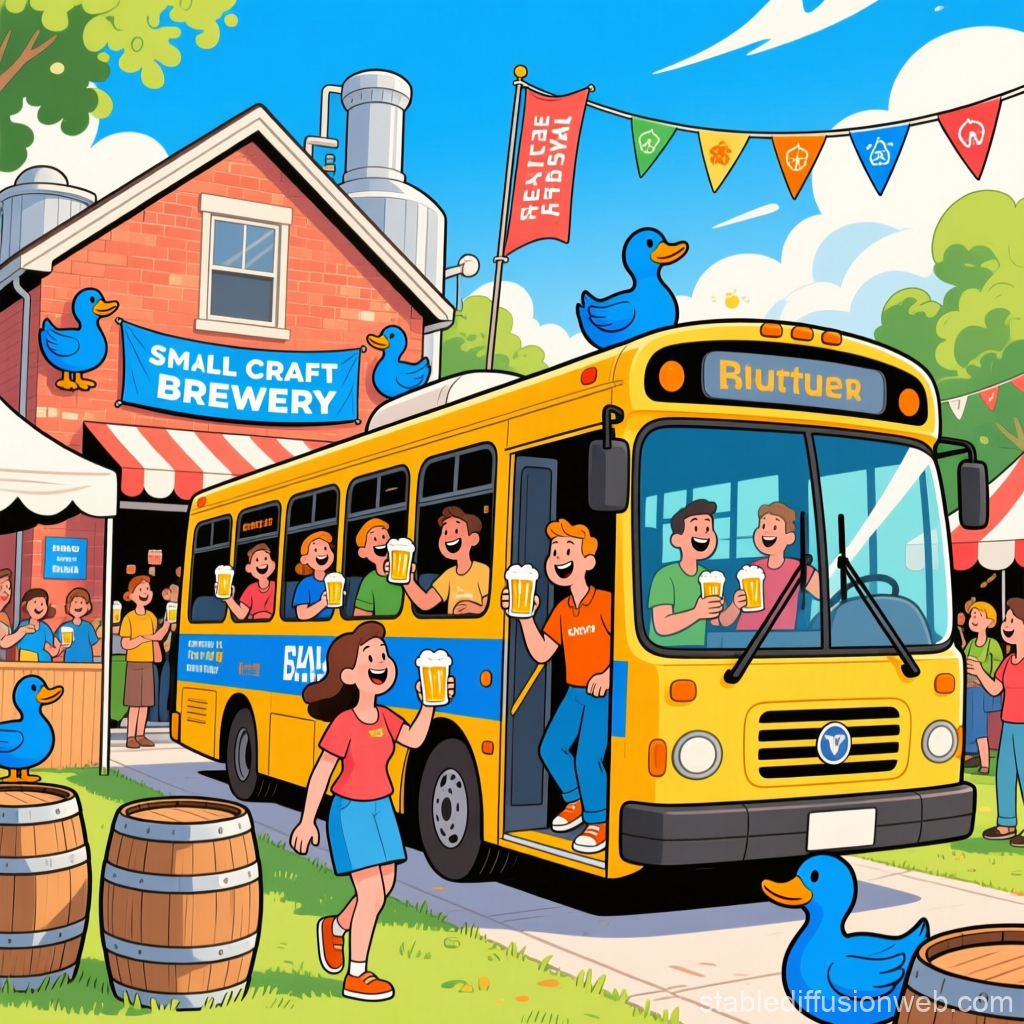 Cheerful Shuttle Bus at Small Craft Brewery Festival