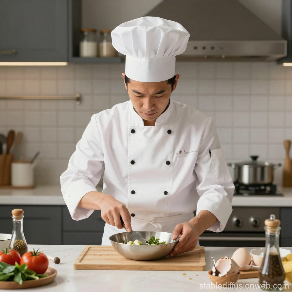 Chef Preparing Fresh Ingredients in Modern Kitchen
