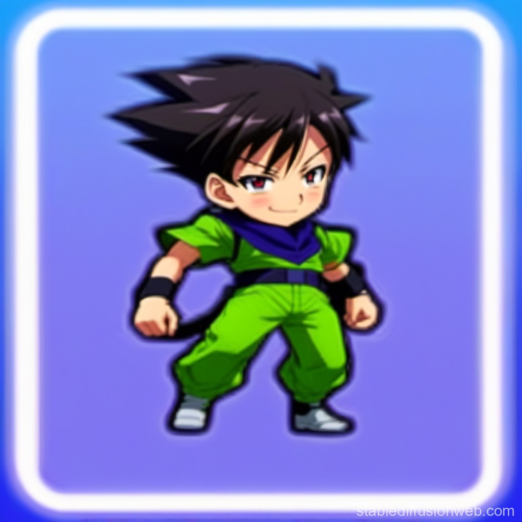 Chibi Anime Fighter in Green Outfit