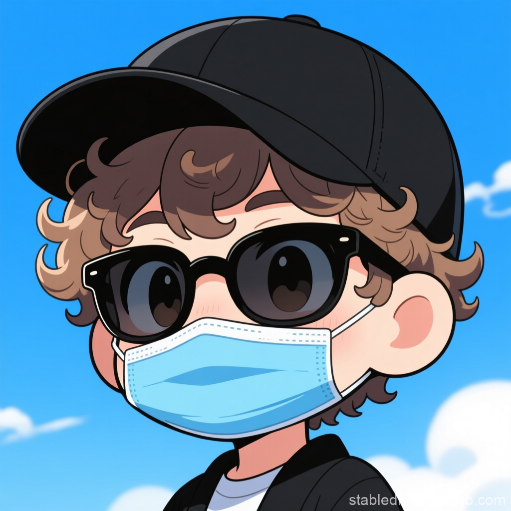Chibi Character Wearing Mask and Sunglasses