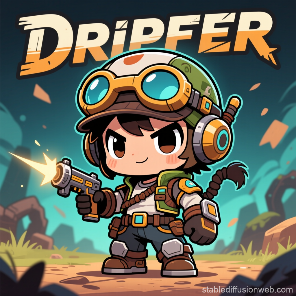 Chibi Drifter Character with Gun in Adventure Setting