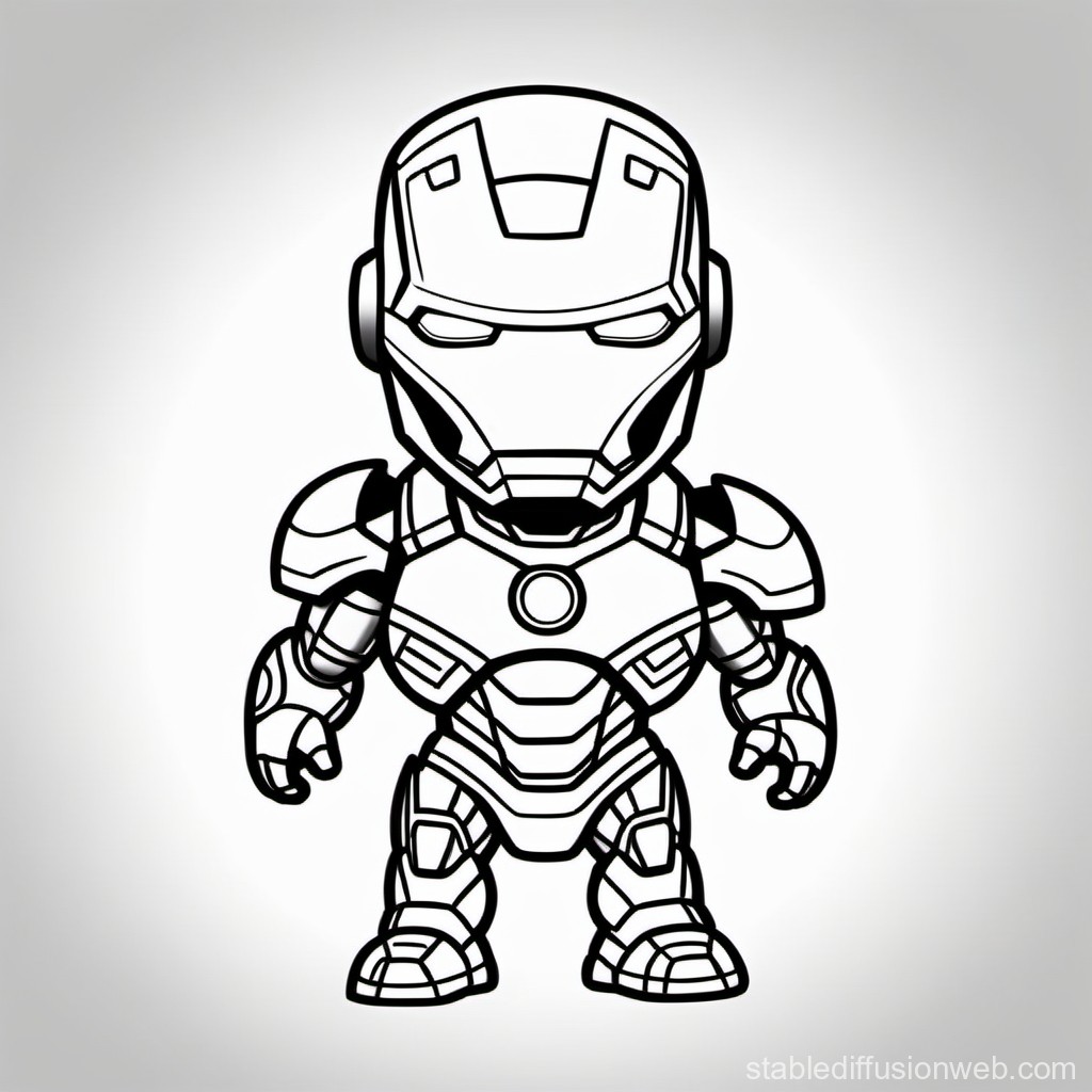 Chibi Iron Man Line Art Illustration