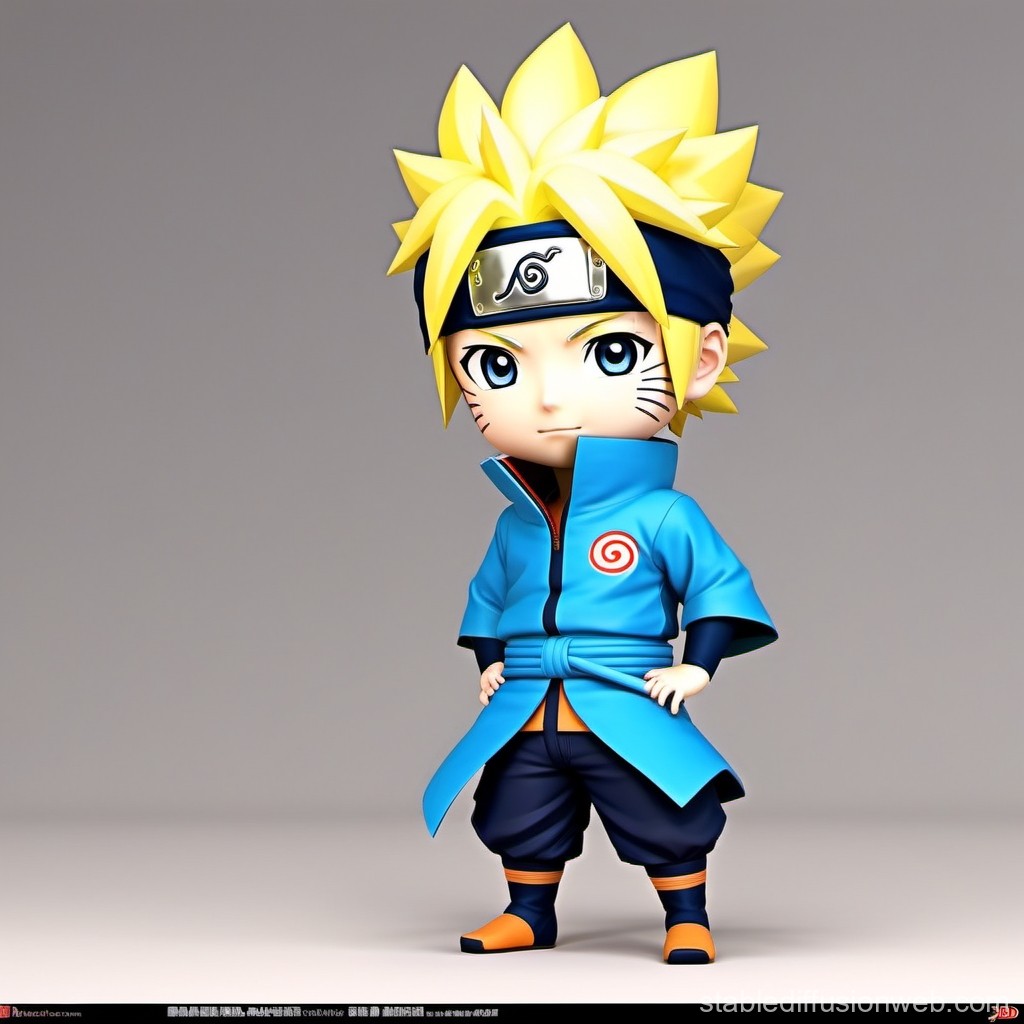 Chibi Naruto Uzumaki in Blue Ninja Outfit