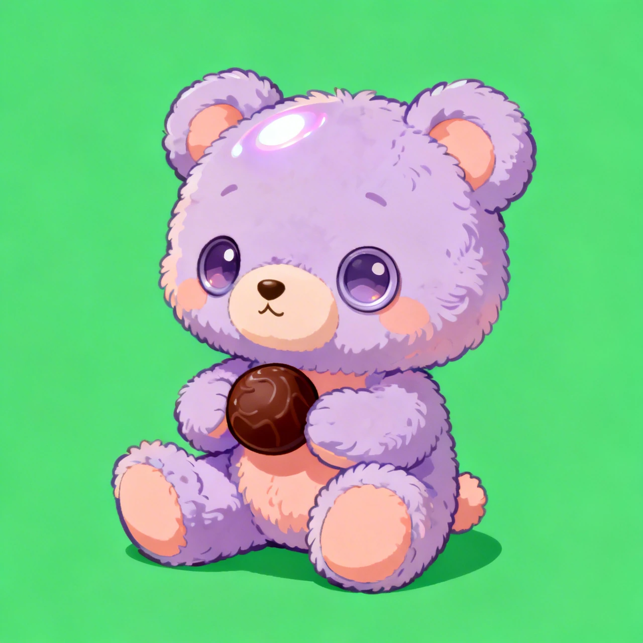Chibi Purple Bear Holding Chocolate