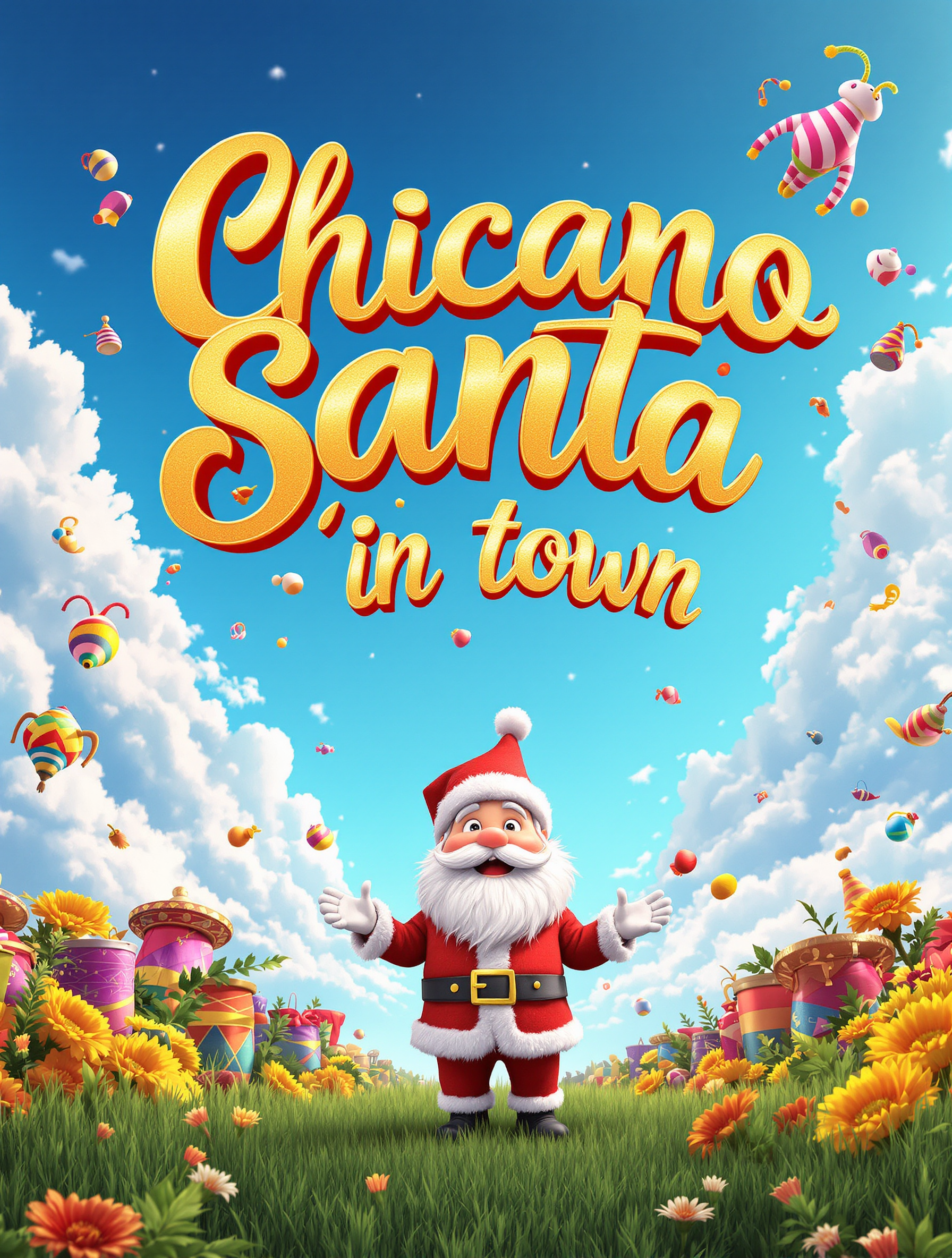 Chicano Santa in Town - Festive 3D Holiday Scene