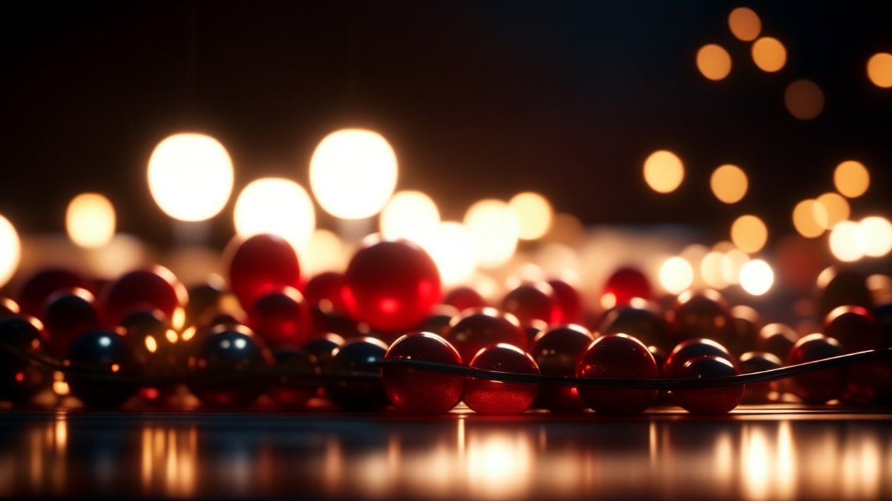 Christmas Bokeh with Red and Gold Ornaments