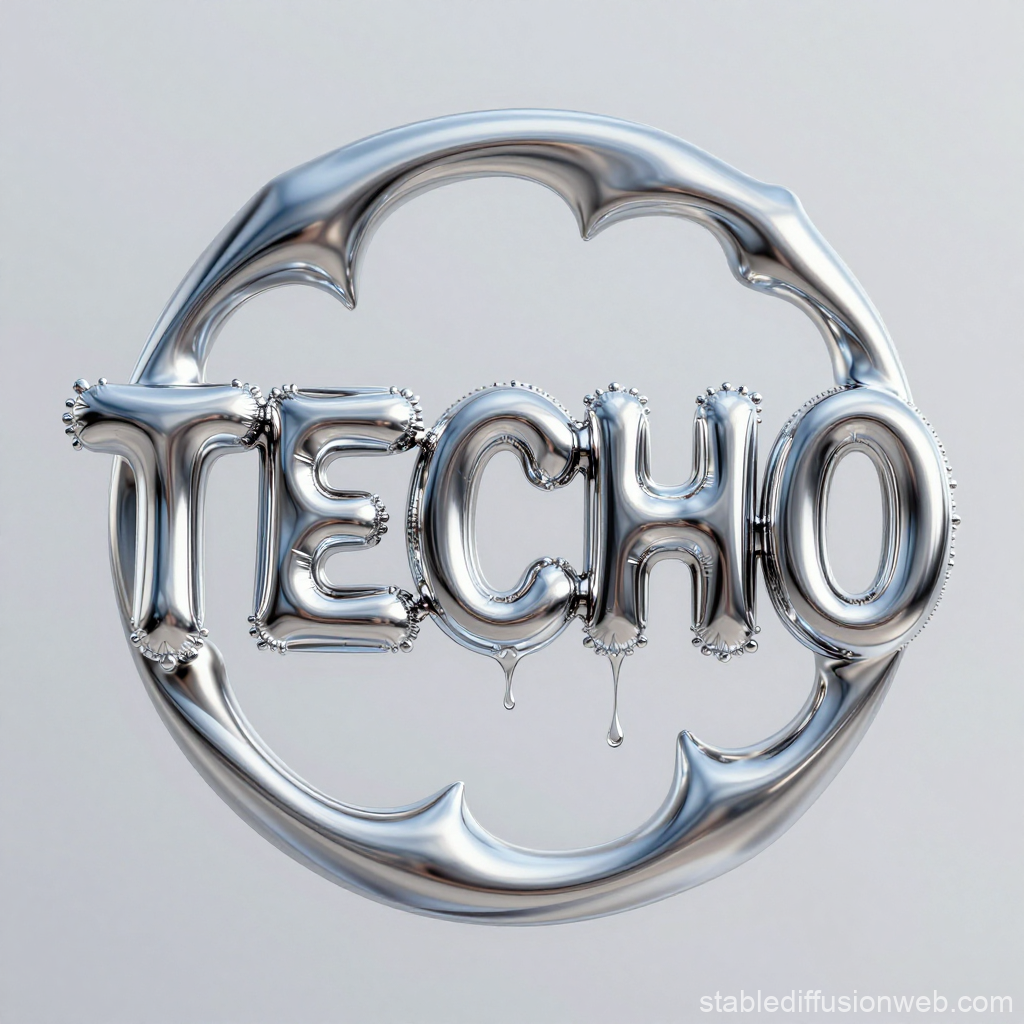 Chrome Balloon Typography of the Word 'TECHNO'