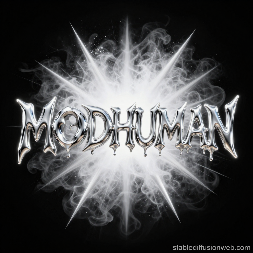 Chrome Metallic MoodHuman Logo with Radiant Smoke Burst