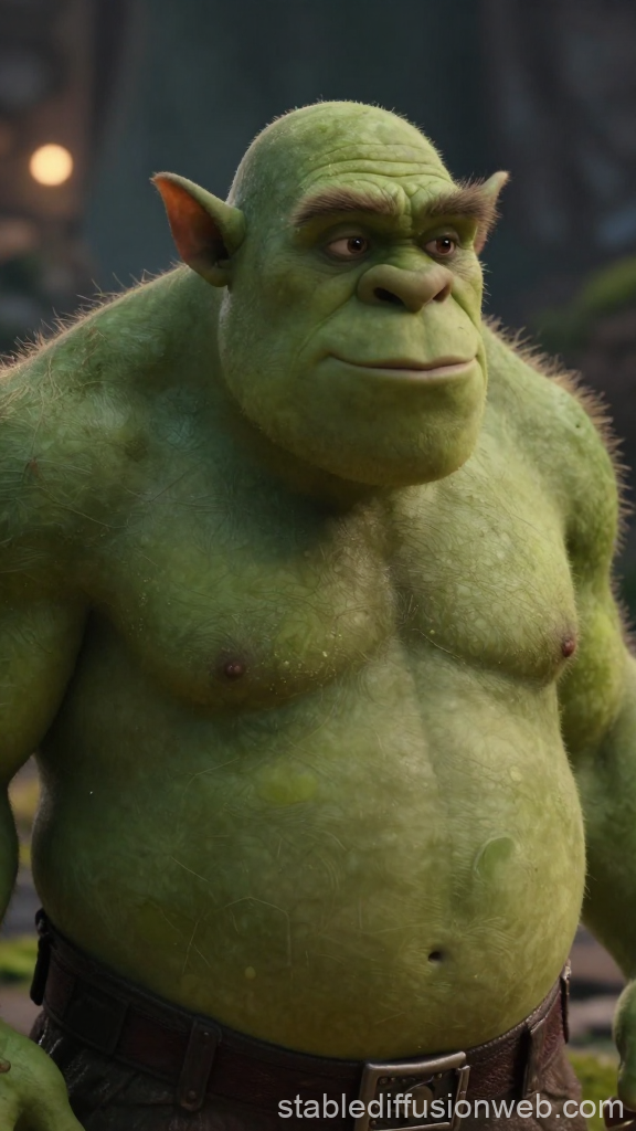 Chubby Green Orc Character in Realistic 3D Render