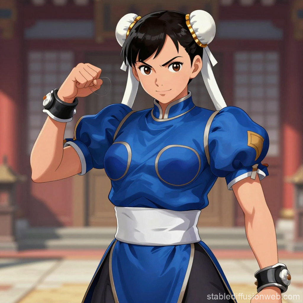 Chun-Li in Classic Blue Outfit with Confident Pose