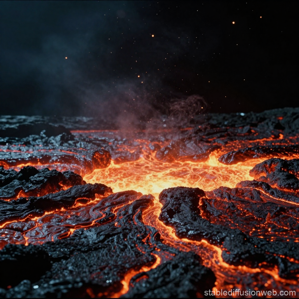 Cinematic Close-Up of Molten Lava Flow