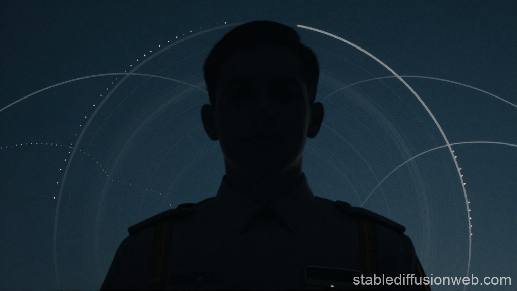 Cinematic Silhouette of a Pilot Against Night Sky