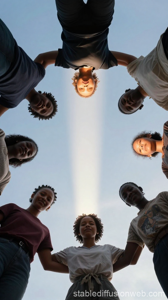 Circle of Seven People United Under Light
