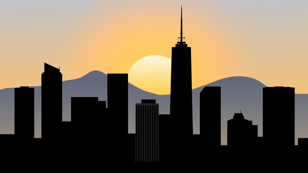 City Skyline Silhouette at Sunset