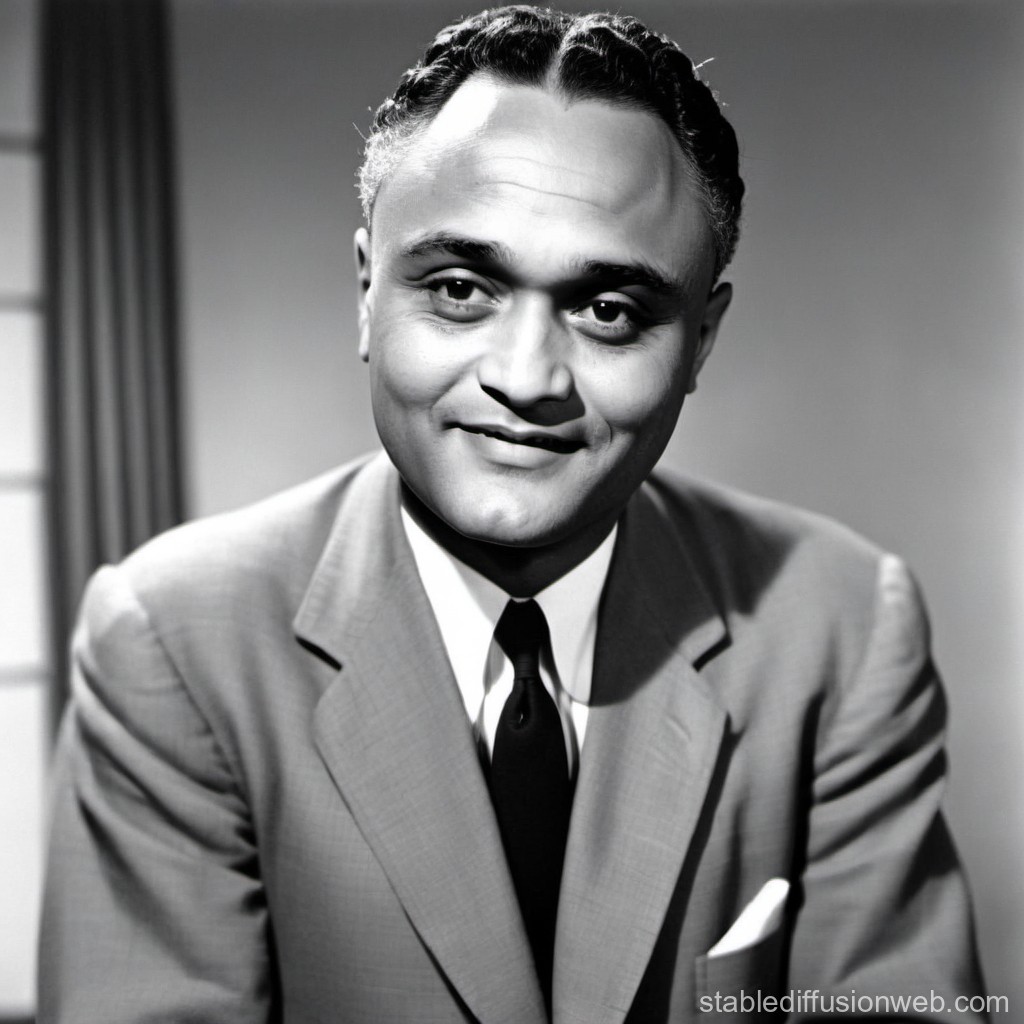 Classic Black and White Portrait of a Smiling Man in Suit