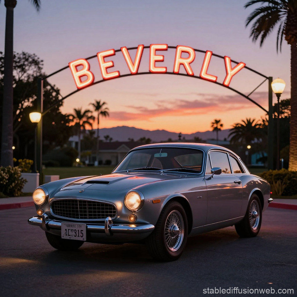 Classic Car at Beverly Hills Sunset