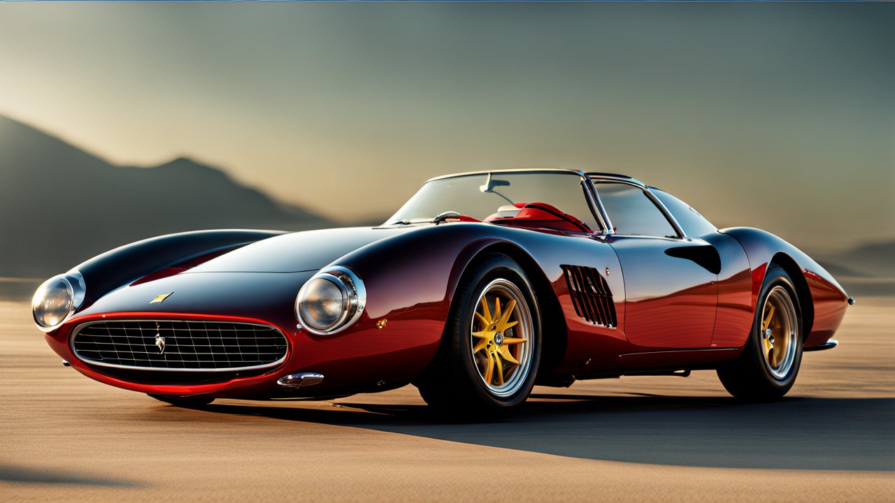 Classic Ferrari Sports Car in Sunset Light