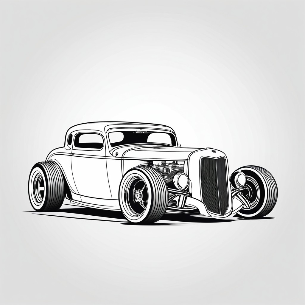 Classic Hot Rod Car Line Art Illustration