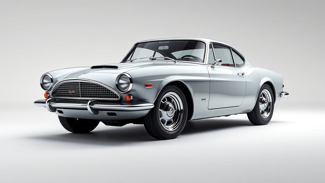 Classic Retro Sports Car in Silver