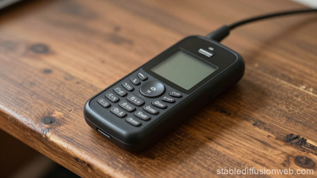 Classic Satellite Phone on Weathered Wooden Surface