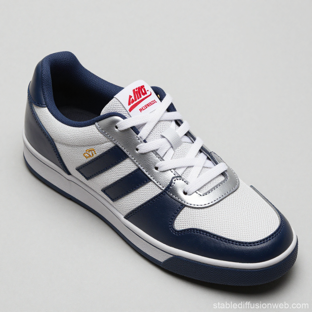 Classic White and Navy Blue Casual Sneaker