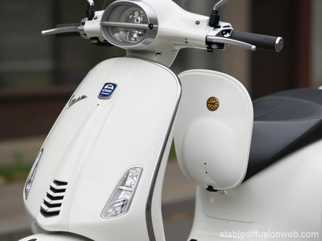 Classic White Vespa Scooter Close-Up