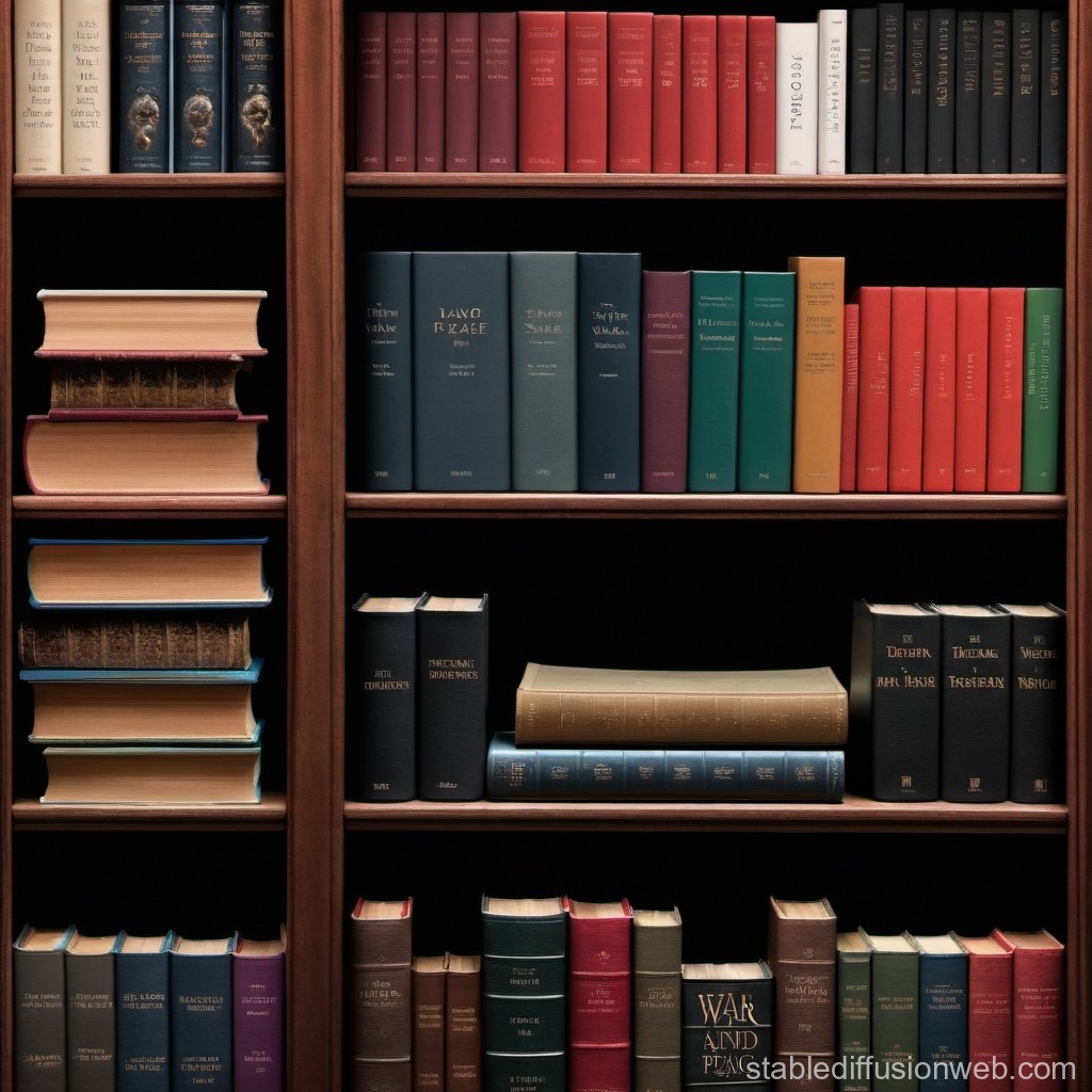 Classic Wooden Bookshelf Filled with Colorful Hardcover Books