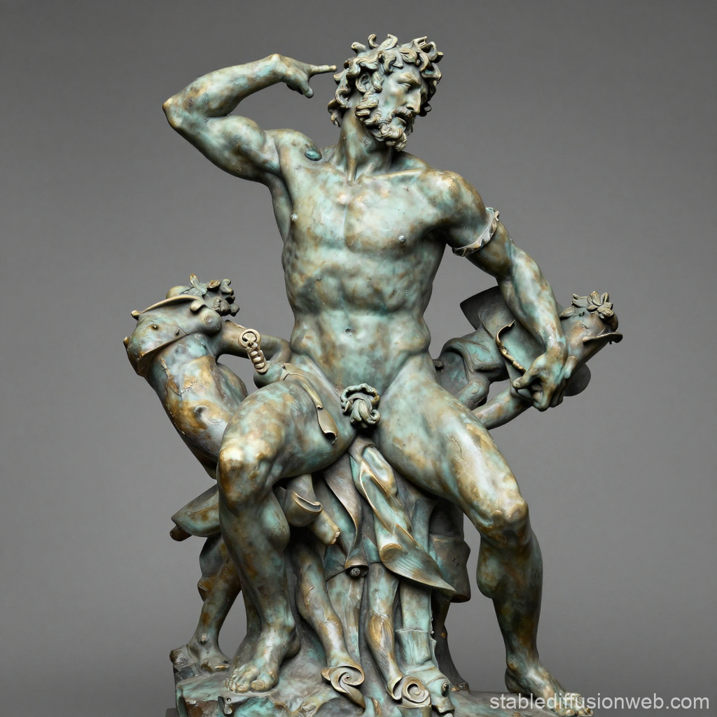 Classical Bronze Sculpture of a Struggling Male Figure