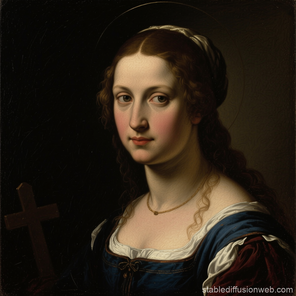 Classical Portrait of a Woman Holding a Cross
