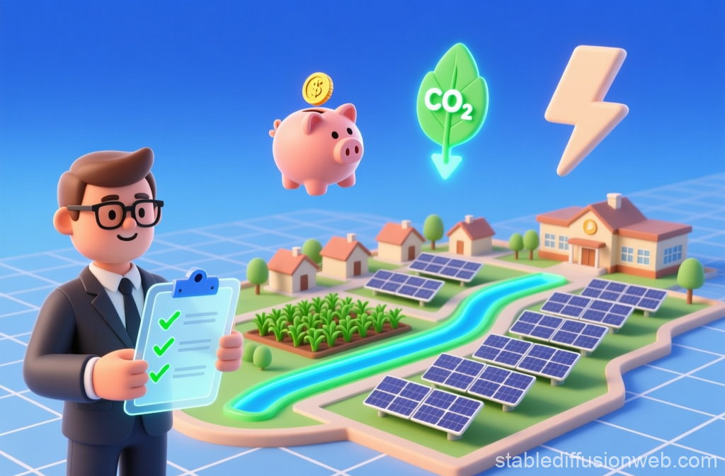 Claymorphism Sustainable Energy and Savings Concept