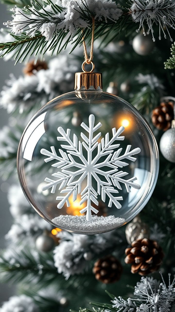Clear Christmas Ornament with Snowflake Decoration