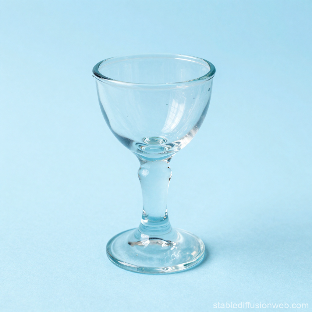 Clear Glass Goblet on Soft Blue Background