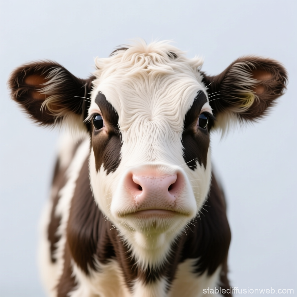 Close-up of a Baby Cow Head with Soft Fur