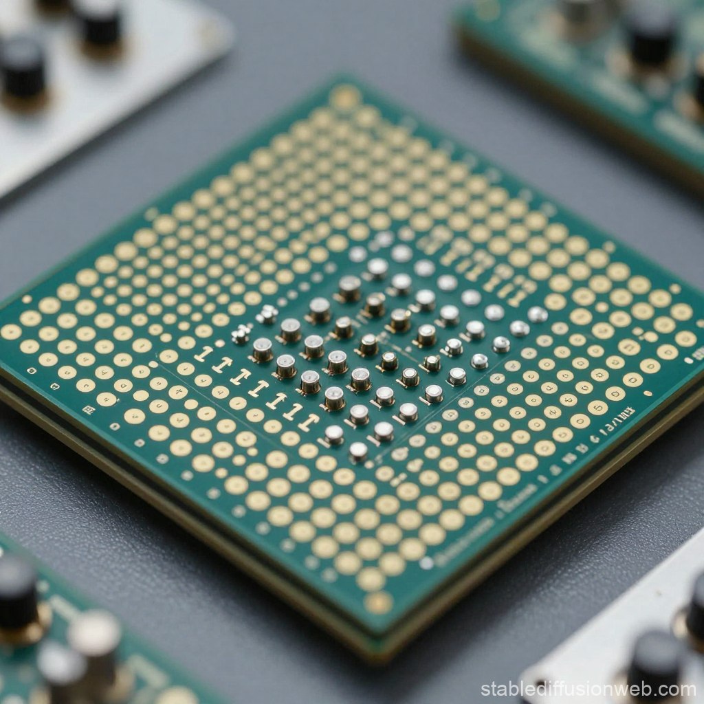 Close-up of a Computer Processor with Gold Pins