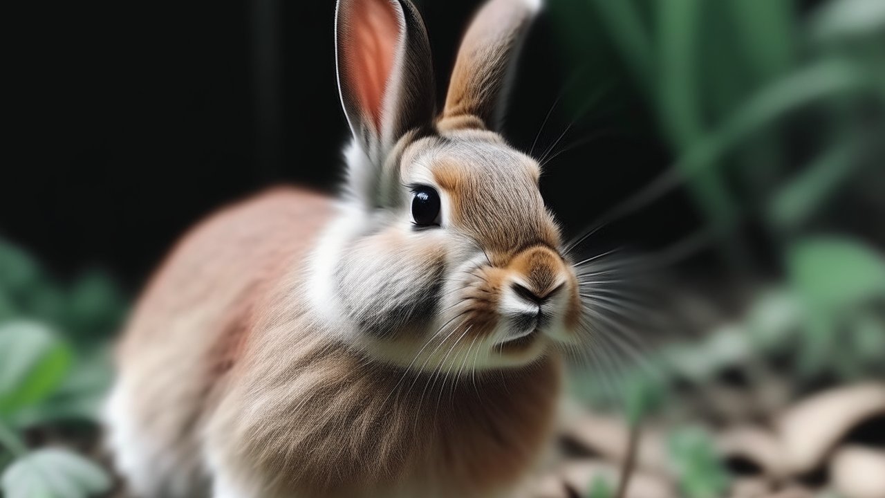 Close-up of a Cute Brown Rabbit in Natural Setting