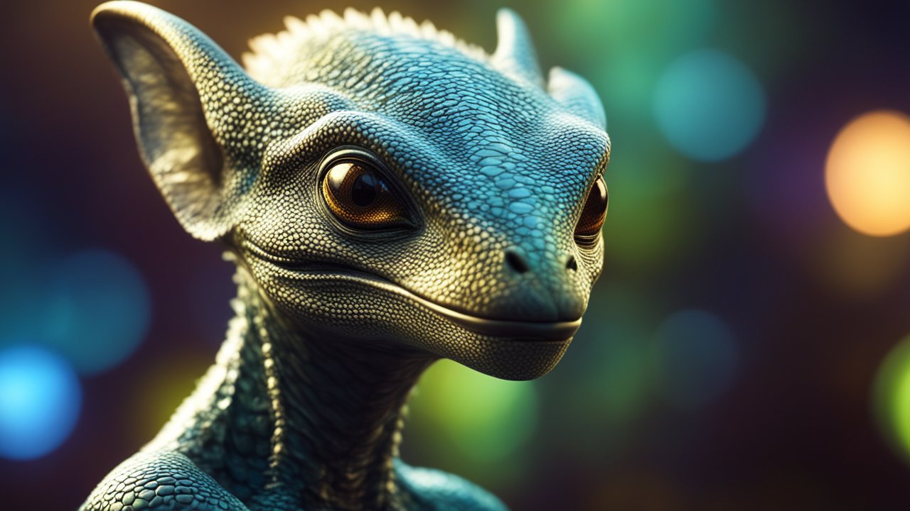 Close-up of a Detailed Fantasy Reptilian Creature