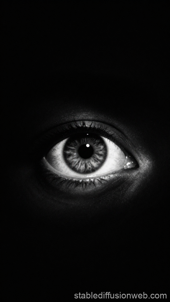 Close-up of a Glowing Eye in Darkness