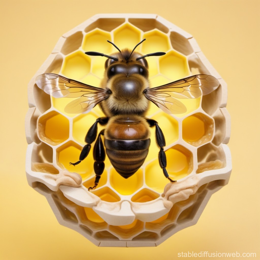 Close-up of a Honeybee on a Honeycomb