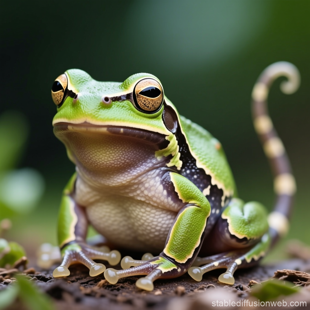 Close-up of a Vibrant Green Frog with Detailed Texture