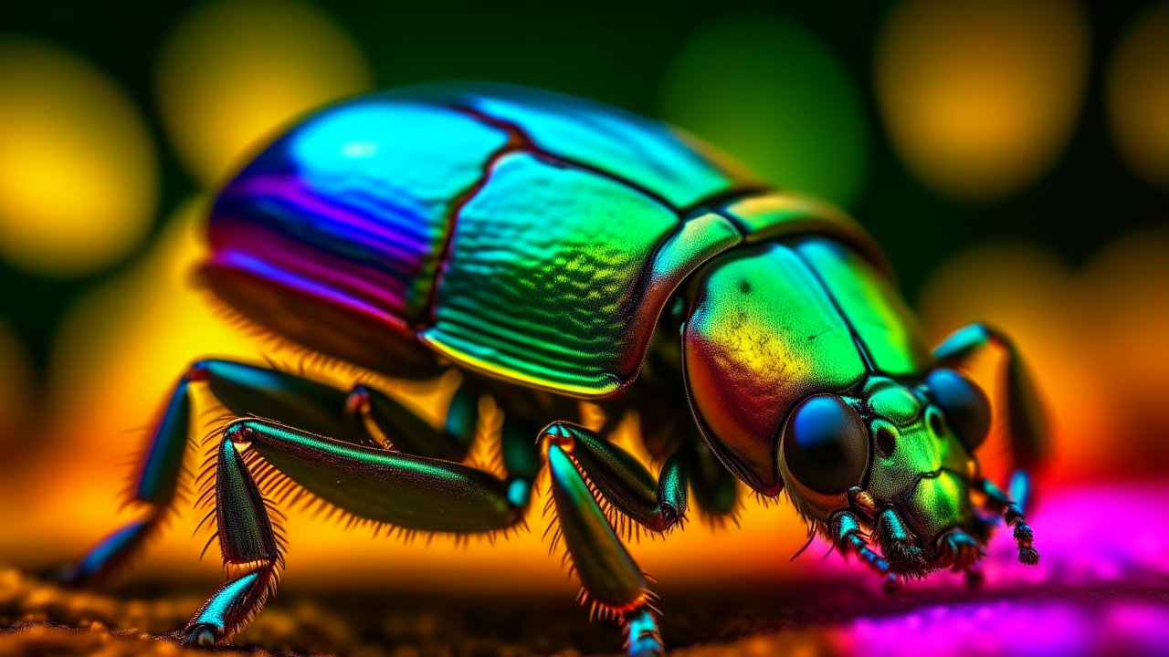 Close-Up of a Vibrant Iridescent Beetle