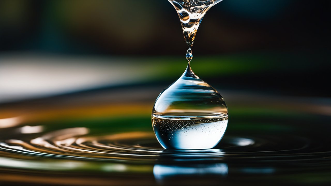 Close-up of a Water Droplet Creating Ripples
