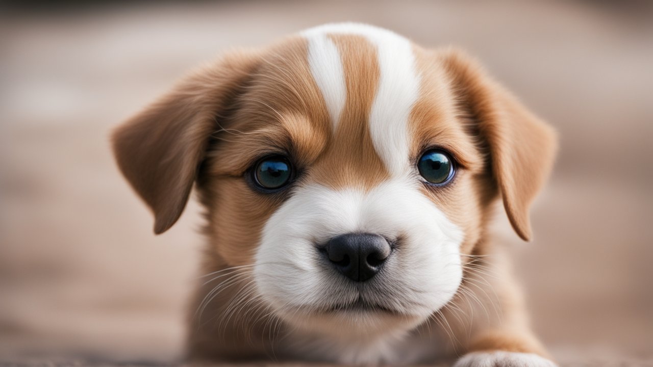 Close-up of Adorable Brown and White Puppy