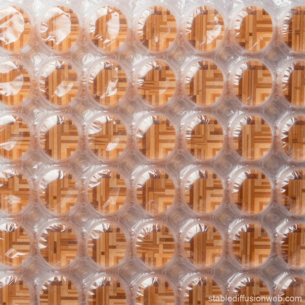 Close-up of Bubble Wrap on Wooden Surface