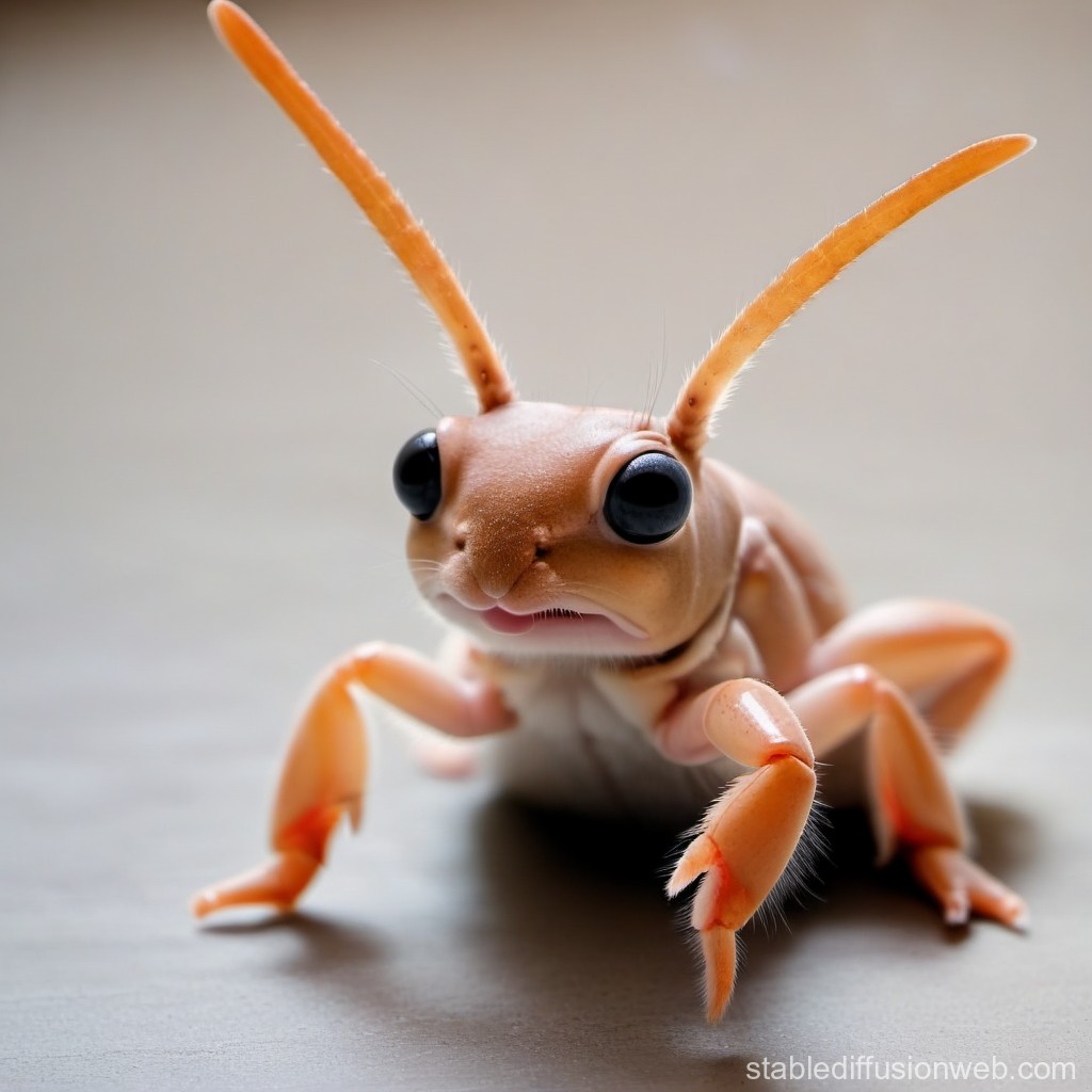 Close-up of Cute Orange Insect with Large Eyes