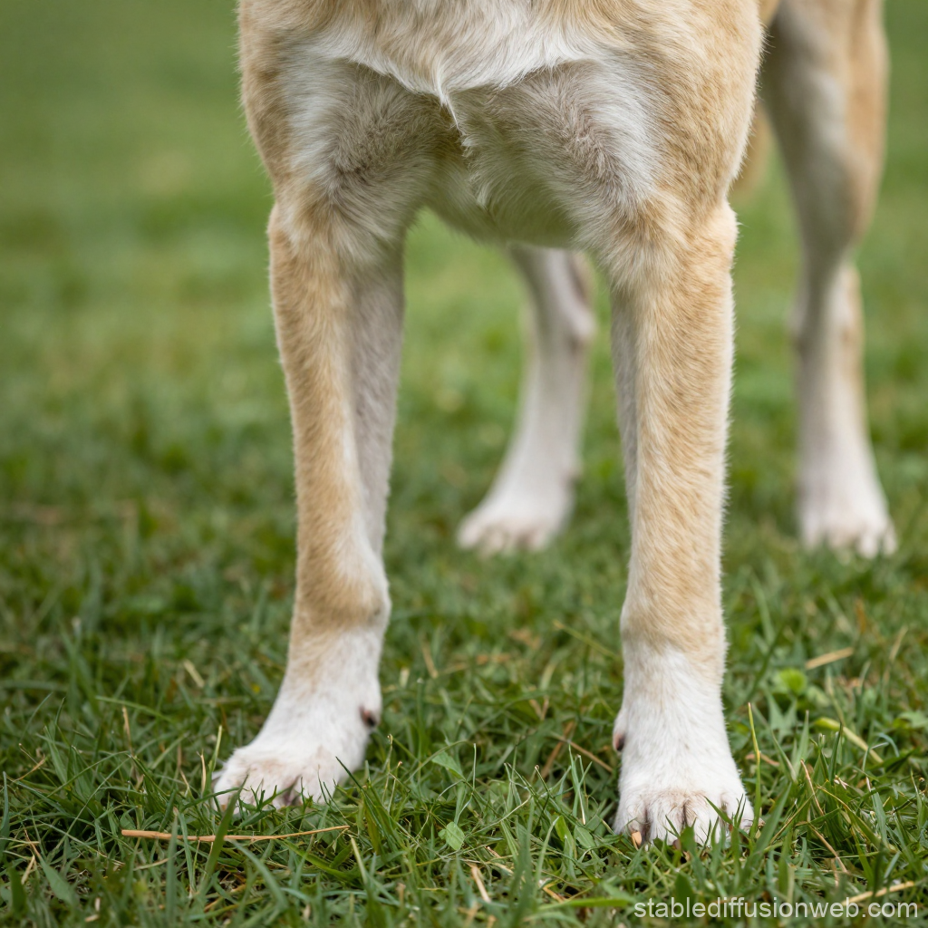 Close-up of Dog's Front Legs on Grass