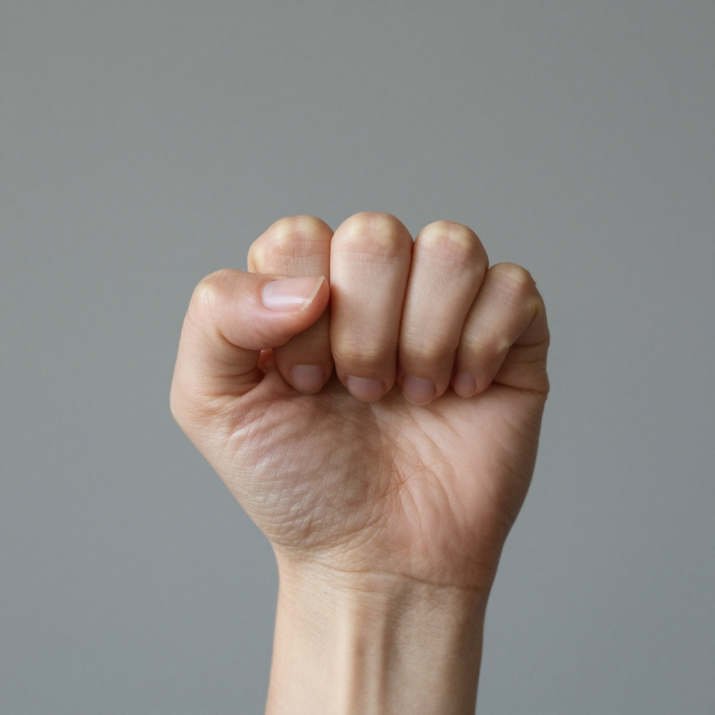Close-up of Female Hand in Fist Gesture