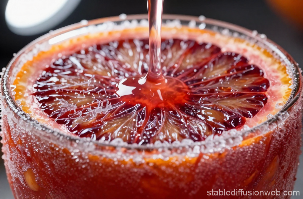 Close-up of Frozen Blood Orange Juice Pouring
