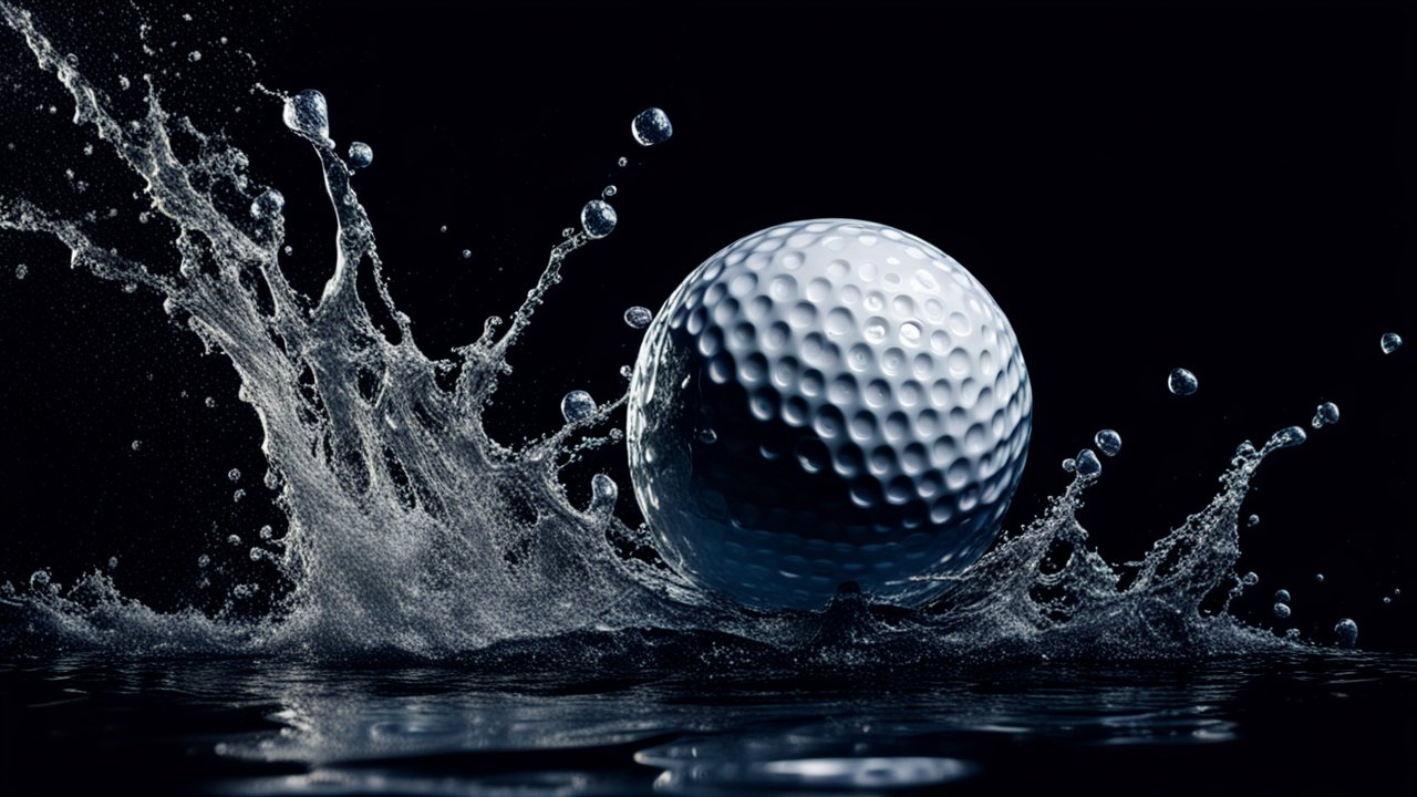 Close-up of Golf Ball Splashing in Water