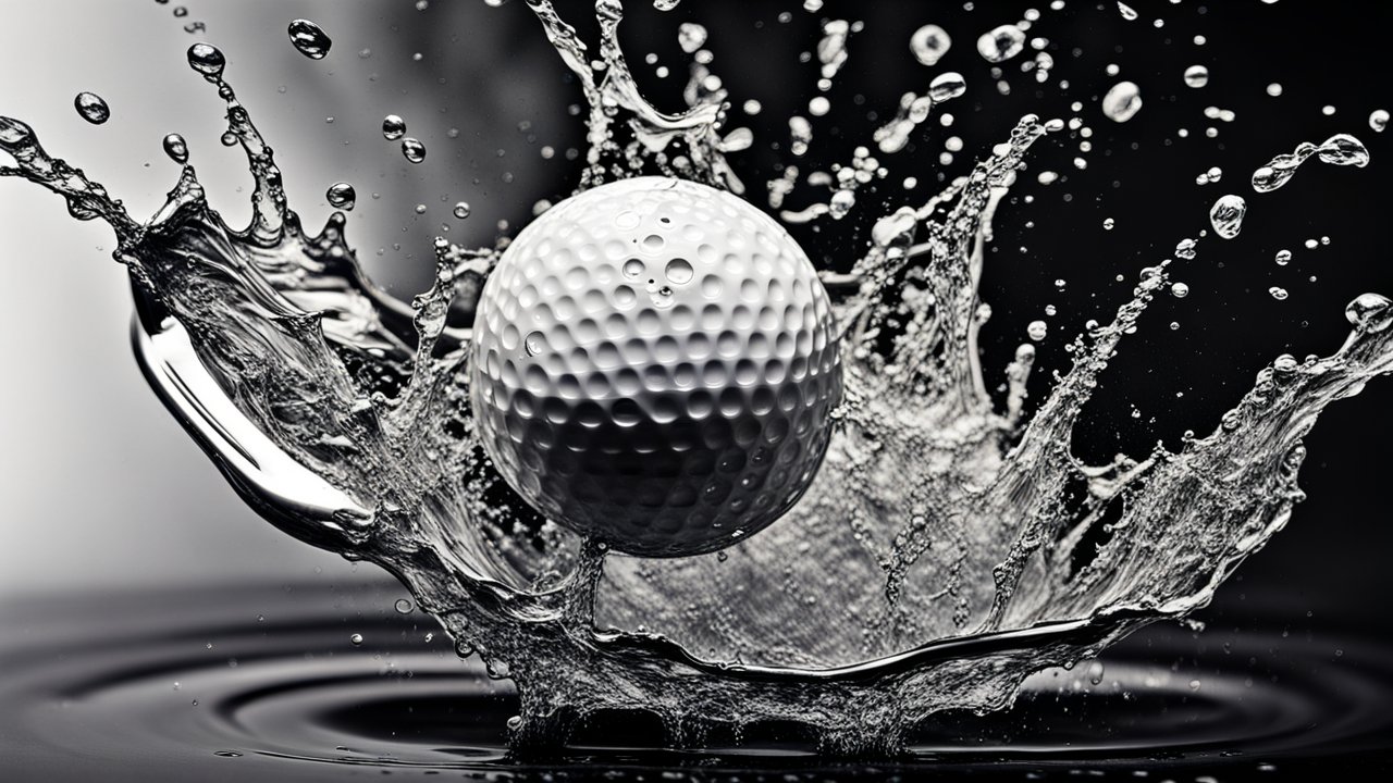 Close-up of Golf Ball Splashing into Water